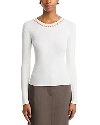 Elda Chain Crewneck Pullover Sweater