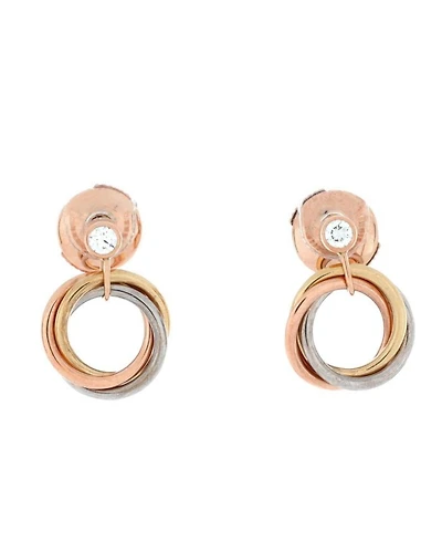 Trinity Dangle Earrings 18K Tricolor Gold with Diamond