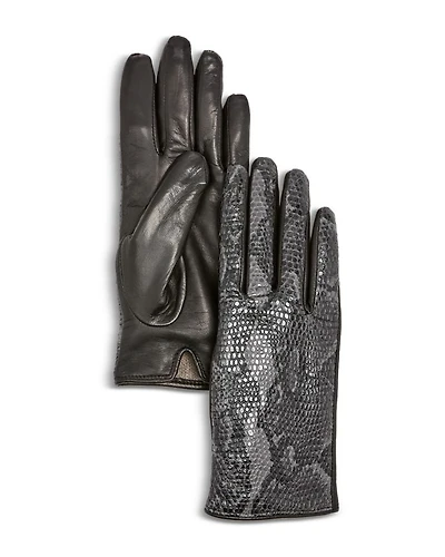 Python Printed Leather Gloves - Exclusive