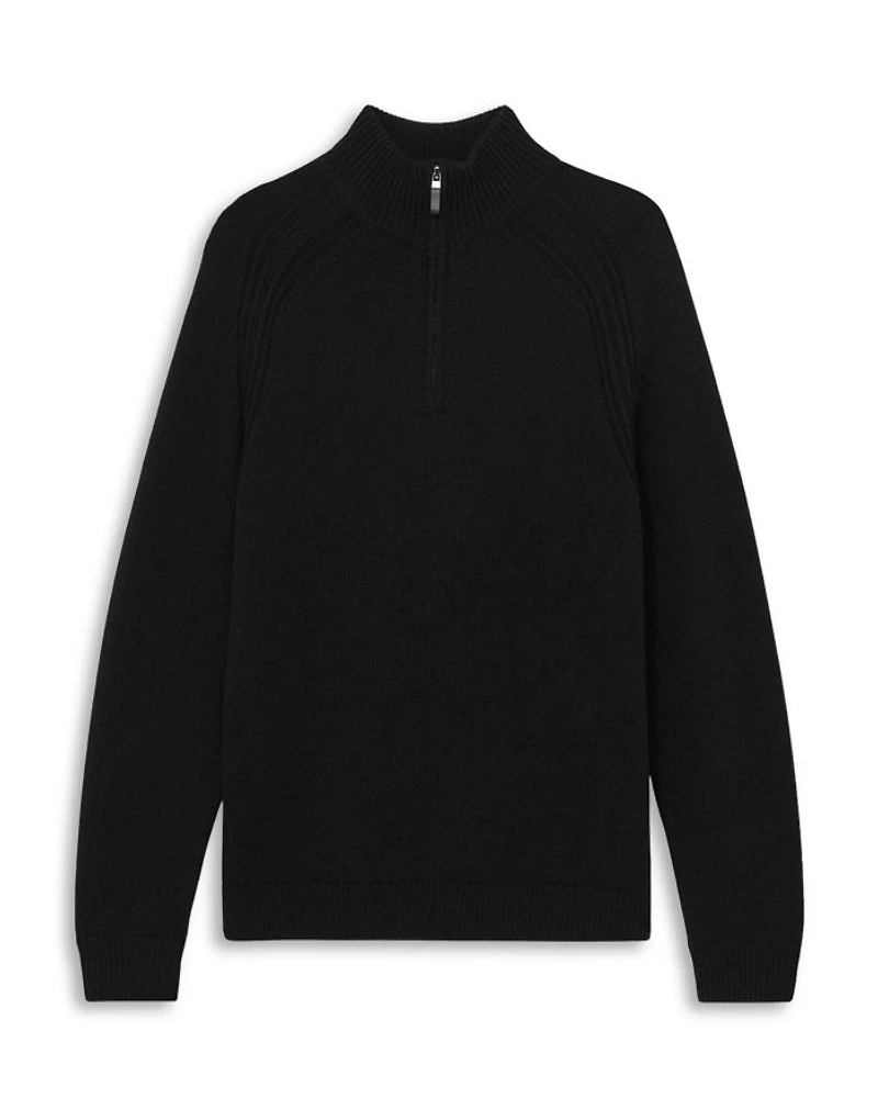 Roberts Wool & Nylon Seam Detail Regular Fit Half Zip Sweater