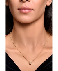 Diamond Baguette Beaded Pendant Necklace in 18K Yellow Gold, 0.35 tcw, 16"-20"