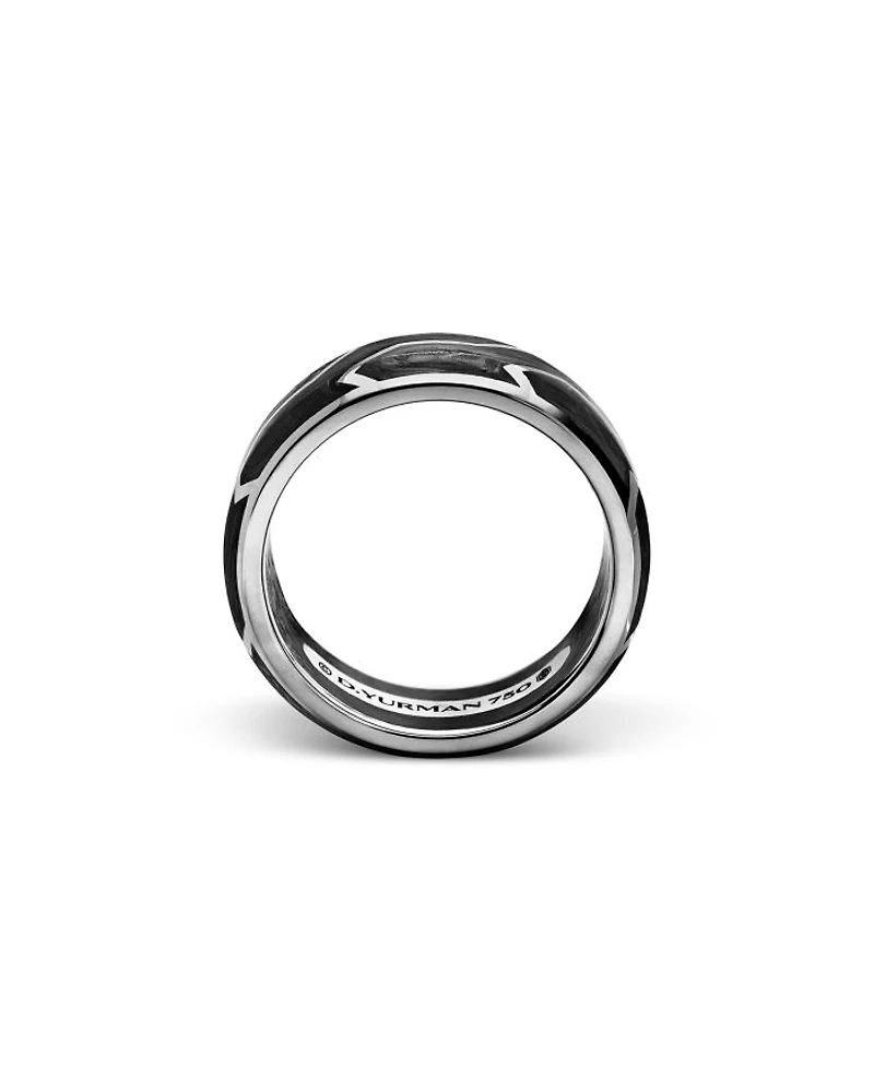 Men's 18K White Gold Forged Carbon 8.5mm Band