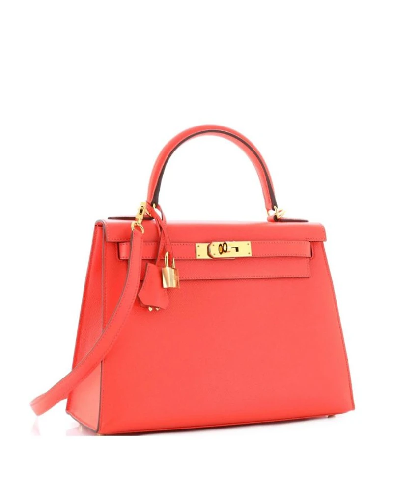 Pre-Owned HERMES Pre-Owned Hermes Kelly 28 Handbag Red Epsom with Gold Hardware