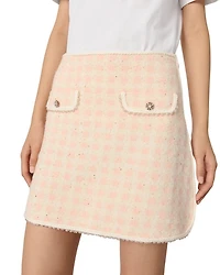 Short Tweed Effect Knit Skirt