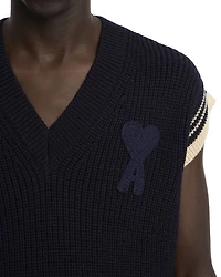 Regular Fit Ribbed Cap Sleeve Knit Vest