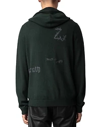 Clash Merino Wool & Cashmere Tattoo Embroidered Hooded Cardigan