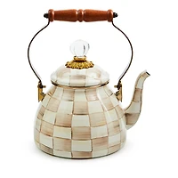 Mackenzie-Childs Mocha Check 2 Quart Tea Kettle