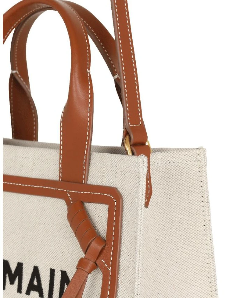 Women's B-Army Small Tote Bag in Canvas and Leather