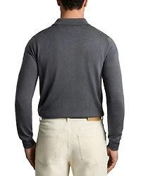 Slim Fit Trafford Long Sleeve Merino Wool Polo Shirt