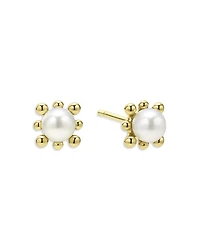 Lagos 18K Yellow Gold Luna Cultured Pearl Fleur Stud Earrings