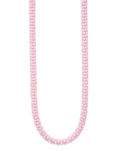 18K Yellow Gold & Sterling Silver Pink Caviar Ceramic Bead Collar Necklace, 16"