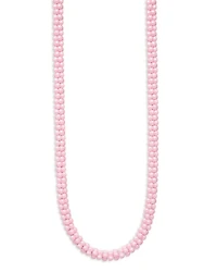 18K Yellow Gold & Sterling Silver Pink Caviar Ceramic Bead Collar Necklace, 16"
