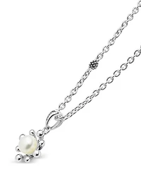 Sterling Silver Luna Cultured Pearl Fleur Pendant Necklace, 16"-18"