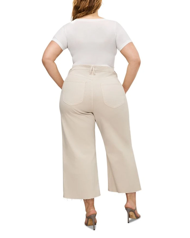 Good Waist High Rise Cropped Palazzo Jeans Bone