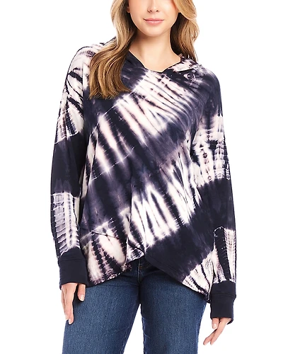Karen Kane Tie Dyed Asymmetric Hem Hoodie Top