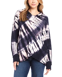 Karen Kane Tie Dyed Asymmetric Hem Hoodie Top
