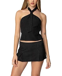 Edikted Karine Pinstripe Halter Top