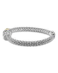 Two Tone Caviar Lux Five Ring Bracelet with Diamonds