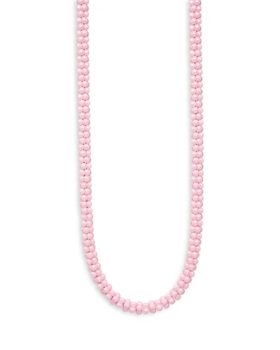 Sterling Silver Pink Caviar Ceramic Rope Necklace, 18"