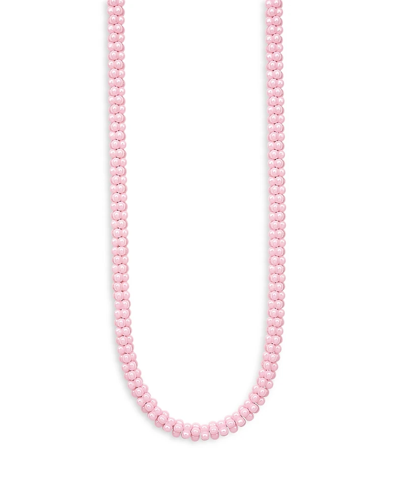 Lagos Sterling Silver Pink Caviar Ceramic Rope Necklace, 18