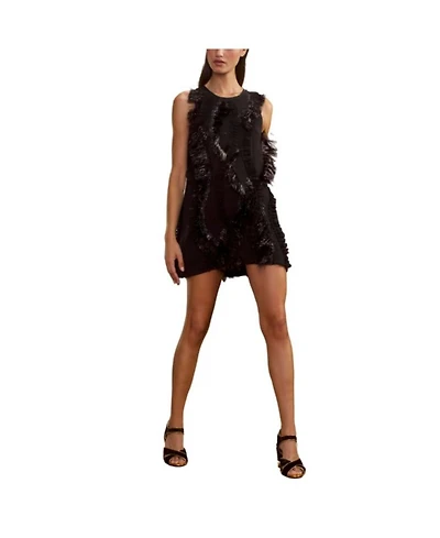 Embellished Silk Mini Dress