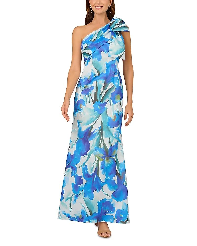 Adrianna Papell Floral Printed Scuba Gown