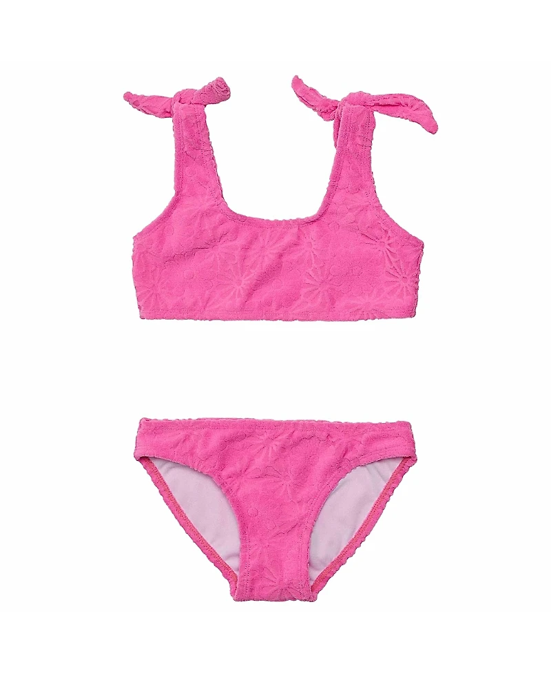 Snapper Rock Girls' Bubblegum Bloom Crop Bikini and Bottom Set - Little Kid, Big Kid