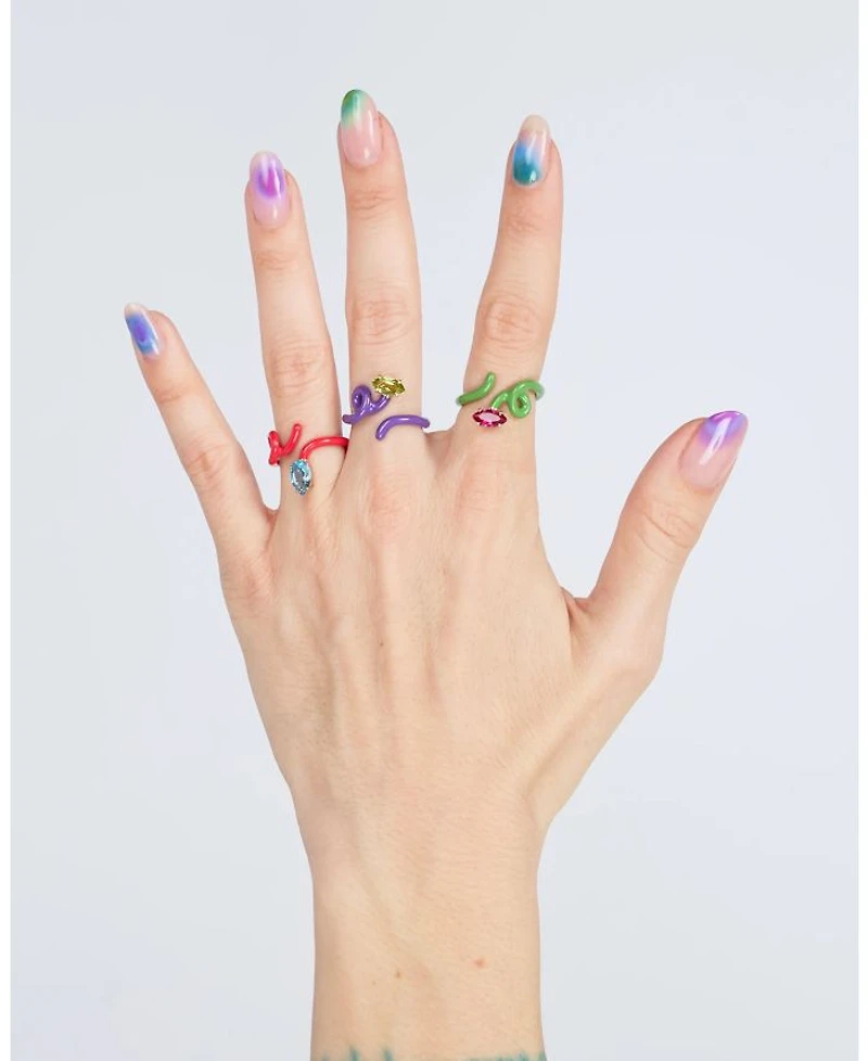 Purple Enamel Peridot Baby Vine Tendril Ring