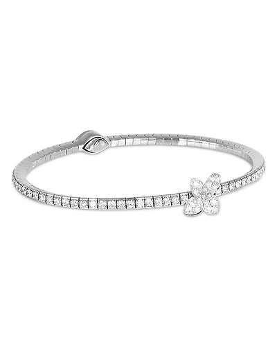 Pasquale Bruni 18K White Gold Heart to Earth Diamond Flower Tennis Bracelet