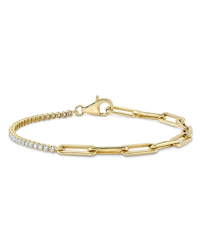 Shy Creation 14K Gold Colette Diamond Paperclip Link Bracelet