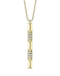 Shy Creation 14K Yellow Gold Kate Diamond Pave Geometric Vertical Bar Pendant Necklace, 18