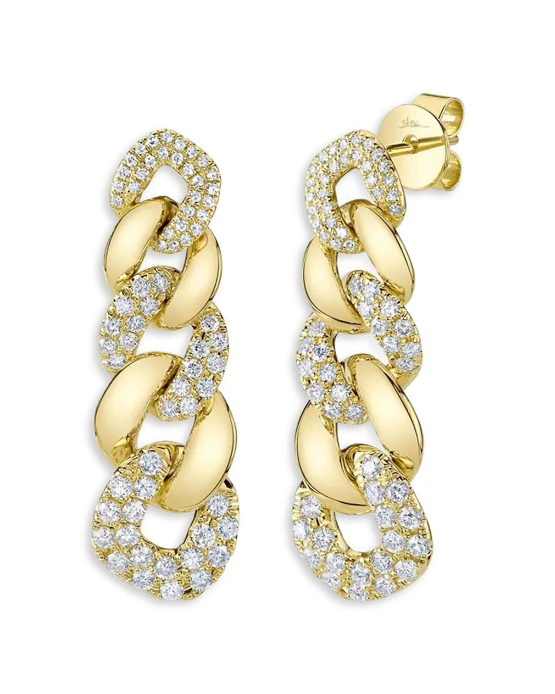 14K Yellow Gold Kate Diamond Link Earrings, 1.03 tcw
