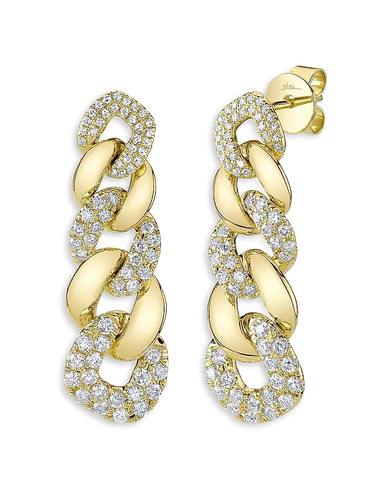 Shy Creation 14K Yellow Gold Kate Diamond Link Earrings, 1.03 tcw