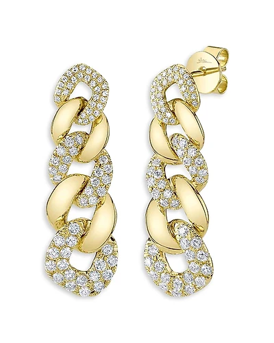 Shy Creation 14K Yellow Gold Kate Diamond Link Earrings, 1.03 tcw