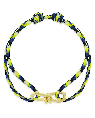 Luis Morais Men's 14K Yellow Gold Large Twisted Wire Blue & Yellow Cord Bracelet
