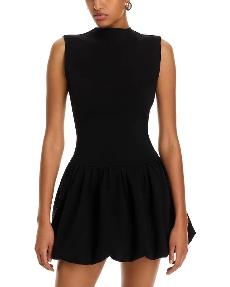 Ponte Mock Neck Bubble Mini Dress - Exclusive