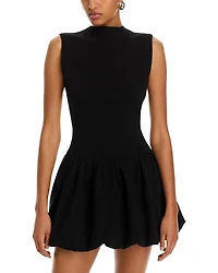 Ponte Mock Neck Bubble Mini Dress - Exclusive