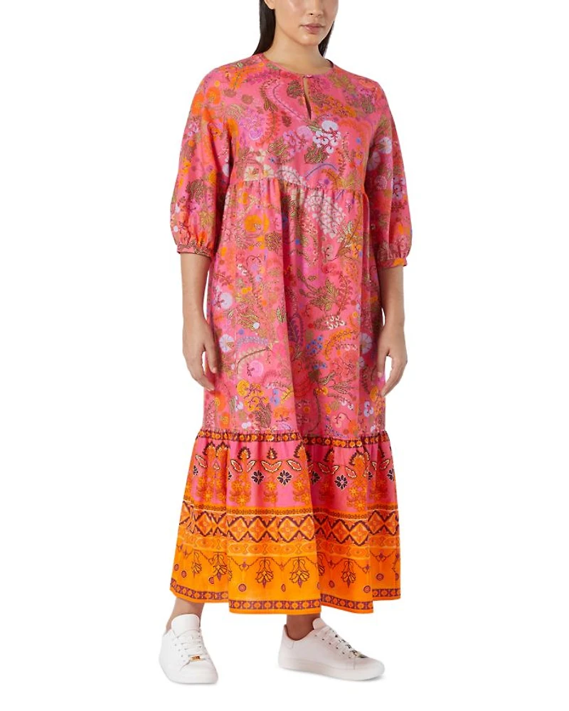Uscita Stecca Printed 3/4 Sleeve Maxi Dress