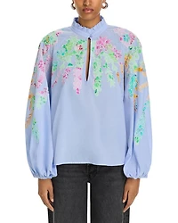 Printed Mandarin Collar Blouse