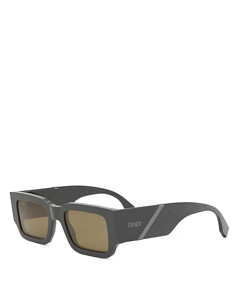 Fendi Diagonal Rectangular Sunglasses, 51mm