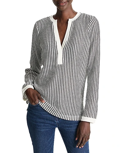 Nic+Zoe Zig Zag Split V Neck Top