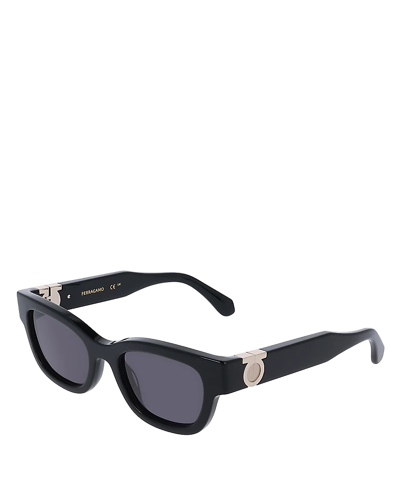 Ferragamo Gancini Hinge Rectangular Sunglasses, 52mm