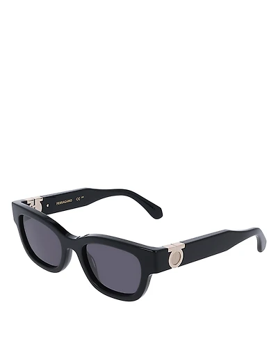 Ferragamo Gancini Hinge Rectangular Sunglasses, 52mm