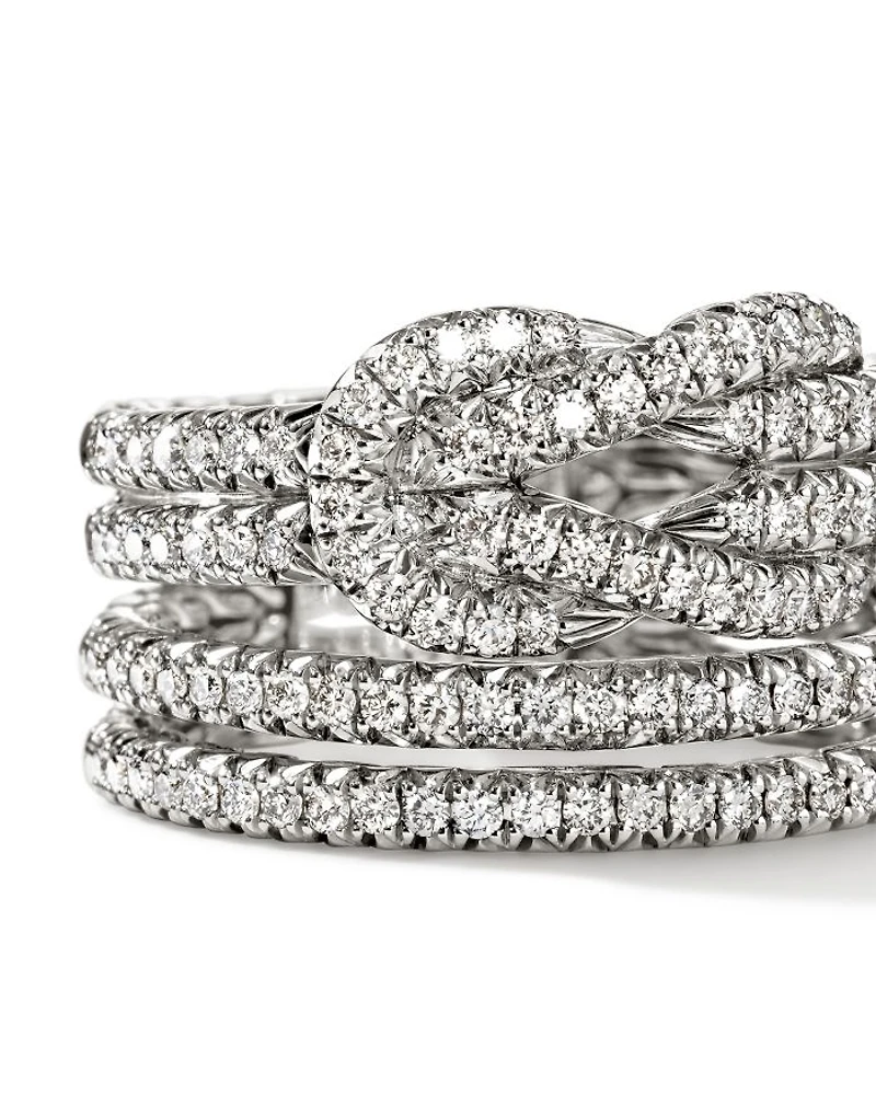 Sterling Silver Love Knot Diamond Multirow Ring