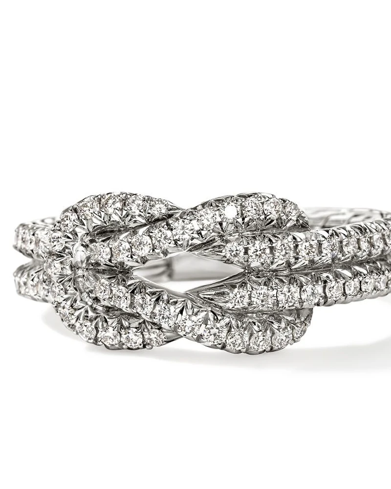 Sterling Silver Love Knot Diamond Ring