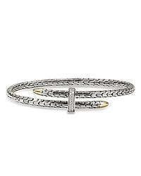 14K Yellow Gold & Sterling Silver Spear Diamond Flex Bypass Cuff Bracelet