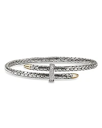 John Hardy 14K Yellow Gold & Sterling Silver Spear Diamond Flex Bypass Cuff Bracelet