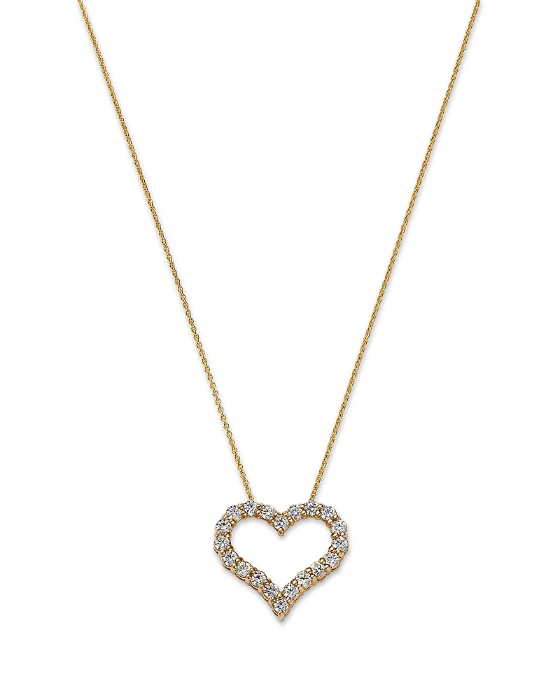 Bloomingdale's Fine Collection Diamond Open Heart Pendant Necklace