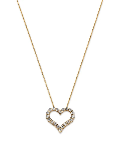 Bloomingdale's Fine Collection Diamond Open Heart Pendant Necklace