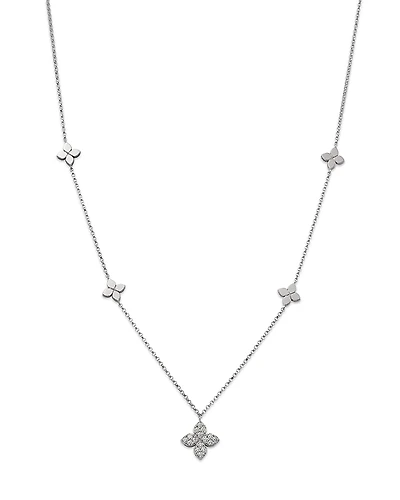 Roberto Coin 18K White Gold Love by the Inch Diamond Flower Station Necklace, 15-17